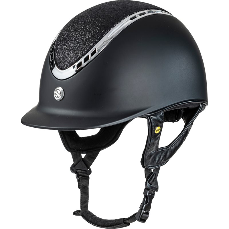 Ridehjelm VG1 Pardus Smooth Top Glitter Back on Track® Svart