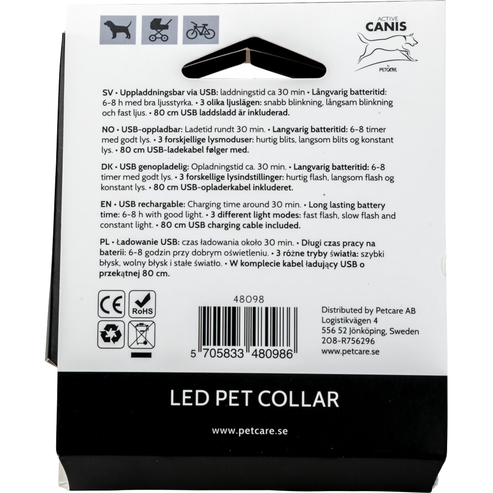 Halsbånd  LED Pet Collar Active Canis