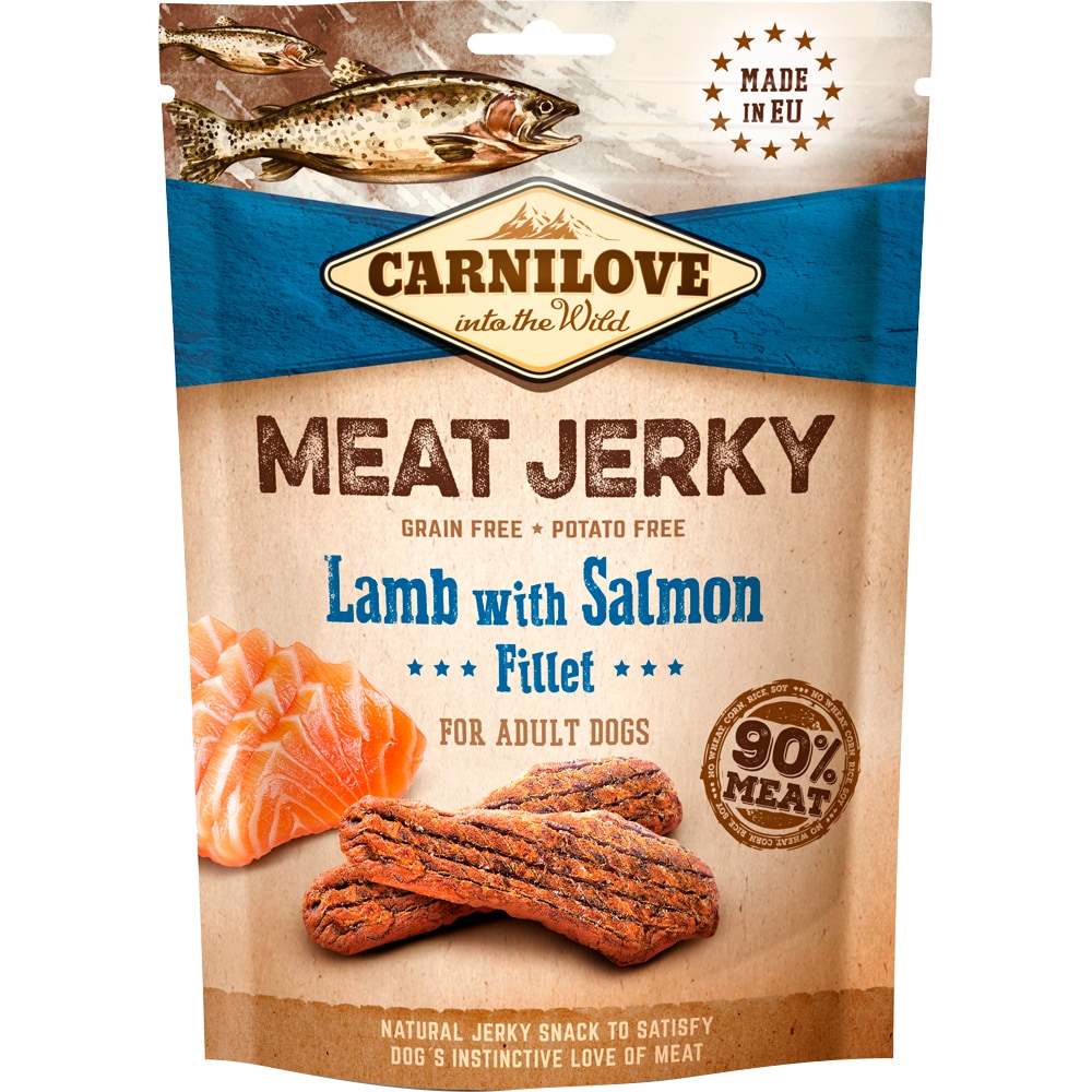 Hundegodis  Jerky Lamb with Salmon Fillet 100 g Carnilove