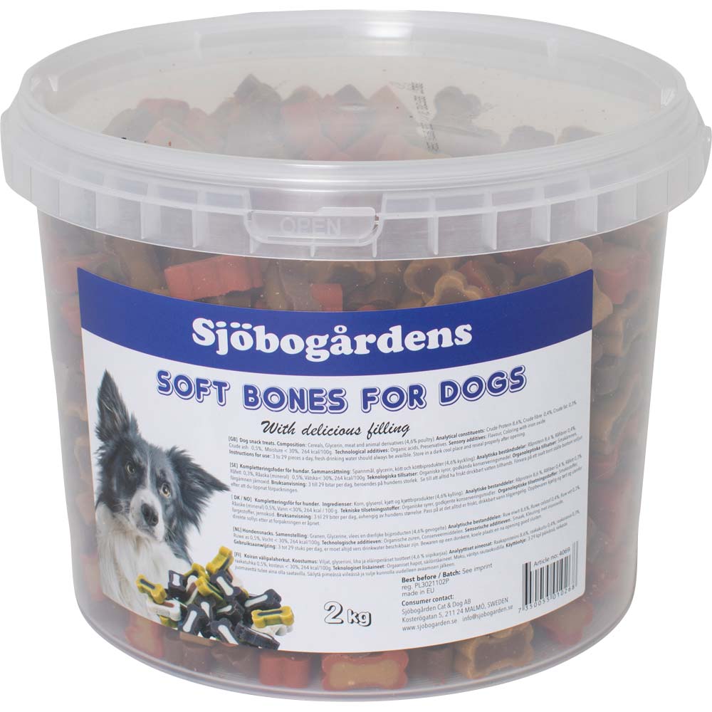 Hundegodis  Mini bone XXL hink 2kg Sjöbogården