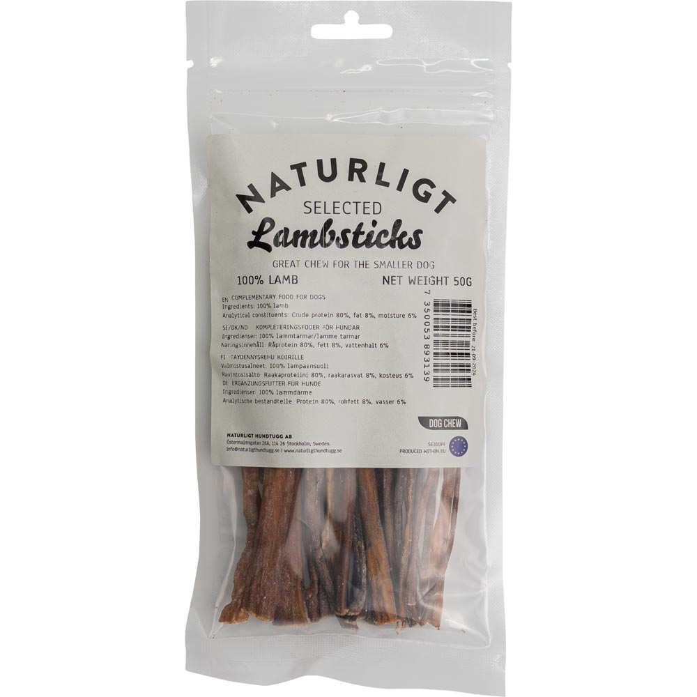 Hundetygg  Lambsticks 50g Naturligt Selected