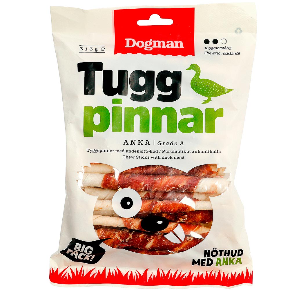 Hundetygg  Tuggpinnar med anka 25-p Dogman