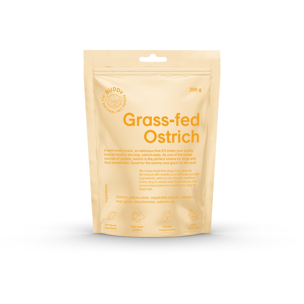 Hundegodis  Semi-moist Snack Ostrich BUDDY