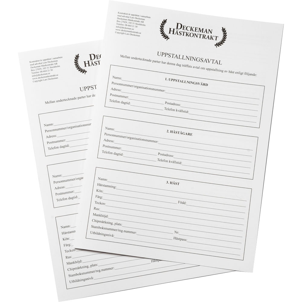 Avtale - Uppstallning